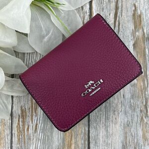 Coach Card Holder Wallet In Signature Canvas With Bow Print Bag Purse